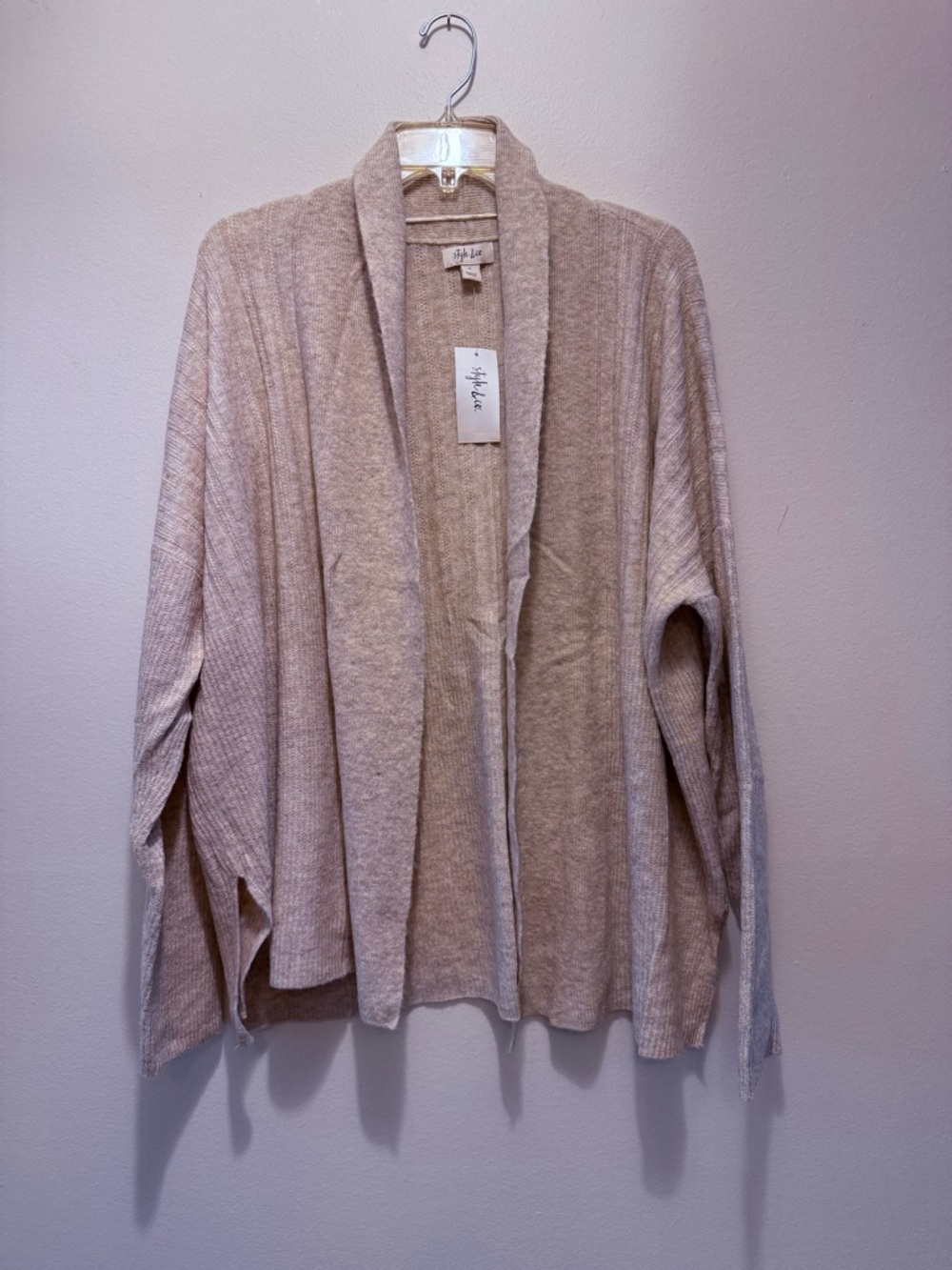 Style & Co. Open-Front Shawl Collar Cardigan in Light Beige